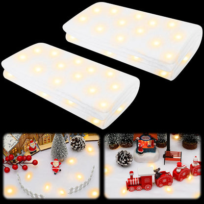 QZYL Christmas Snow Blanket Roll with Lights - 1.5 x 6FT White for Festive Decorations