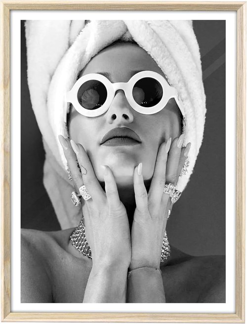 iHery Wall Art | Natural Beige Dimensional Oak Frame | Audrey Hepburn Canvas, 12x16in | Trendy Girls' Bedroom Decor