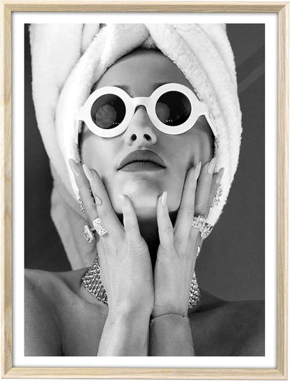 iHery Wall Art | Natural Beige Dimensional Oak Frame | Audrey Hepburn Canvas, 12x16in | Trendy Girls' Bedroom Decor