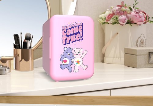 Care Bears Mini Beauty Fridge - 4L Portable Skincare Cooler, Fits 6 Soda Cans, Adorable Daydreams Come True Design, Perfect for Makeup, Creams, and Serums