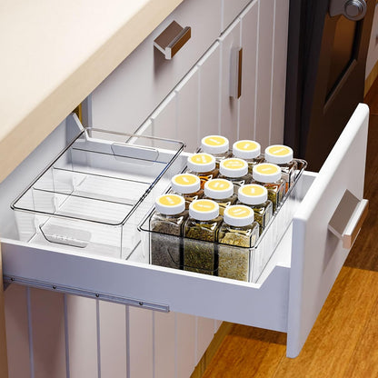 Skiennix Stackable Snack Organizer - Clear Plastic Storage Bins for Pantry & Fridge | 6 Pack