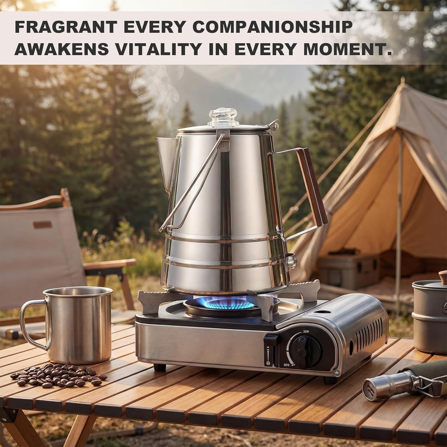 Skiennix 28-Cup Stainless Steel Coffee Percolator - Large Capacity for Camping & Outdoor Use