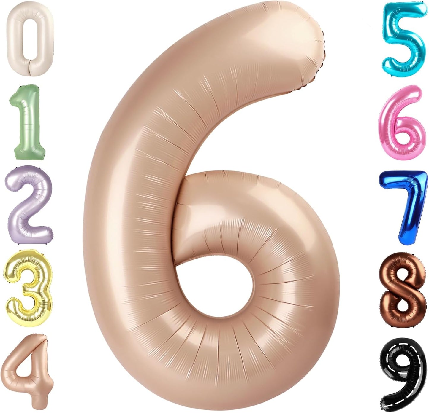 Number 6 Balloon - 40 Inch Light Brown Birthday Decoration for Boys & Girls | Perfect for 6th Birthday Celebrations