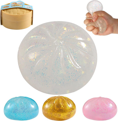 Skiennix Glitter Dumpling Squishy | Viral Bao Bun Stress Relief Fidget Toy - Clear Mystery Box