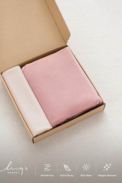 Ling's Moment Sheer Chiffon Table Cloth & Runner Set 9ft x 10ft Dusty Rose
