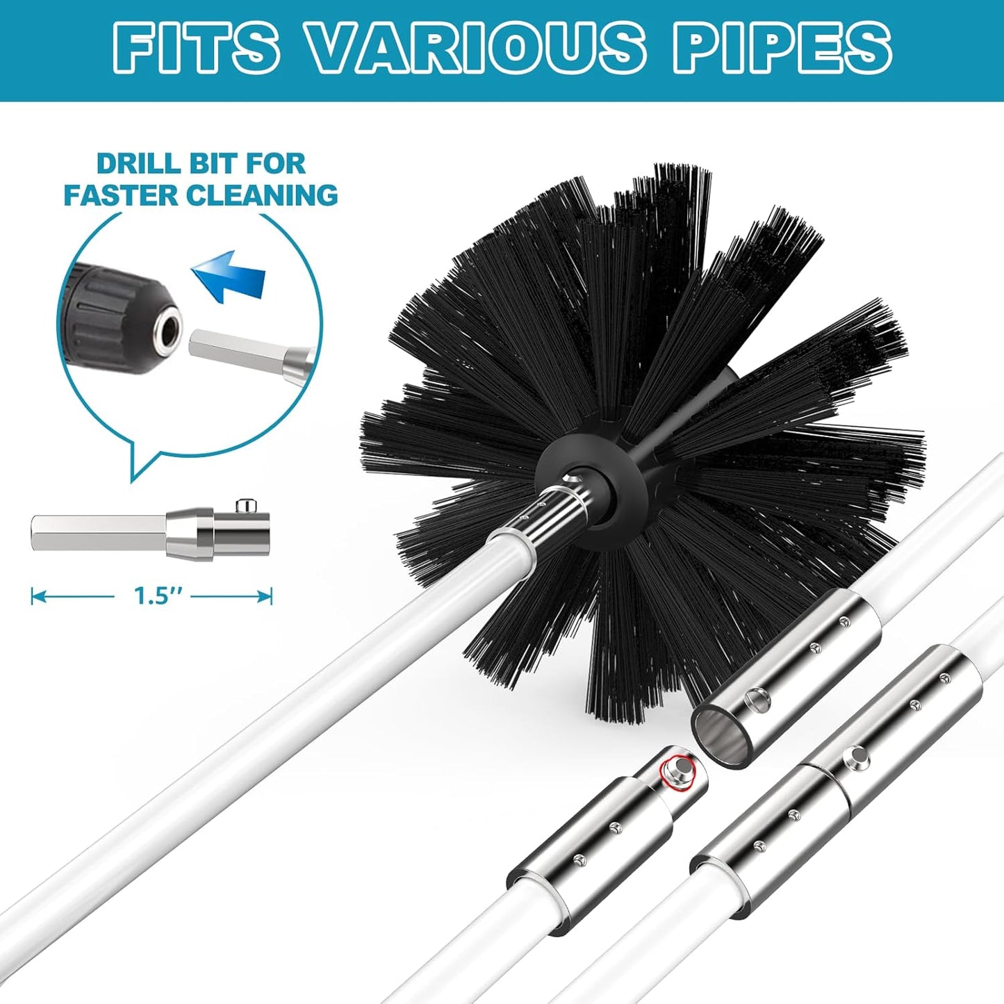 Sealegend Dryer Vent Cleaner Kit - 40 Feet Flexible Quick-Snap Brush with Drill Attachment | Easy Lint Removal