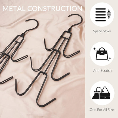 ZEDODIER Purse Organizer - Heavy-Duty Hanging Hanger Holds Up to 12 Purses | Black, Space-Saving Design