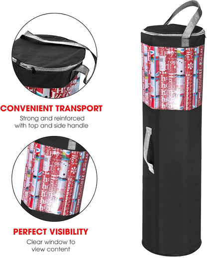 Primode Wrapping Paper Storage Bag - Durable 600D Oxford Organizer for Under Bed, 42” Length (Black)