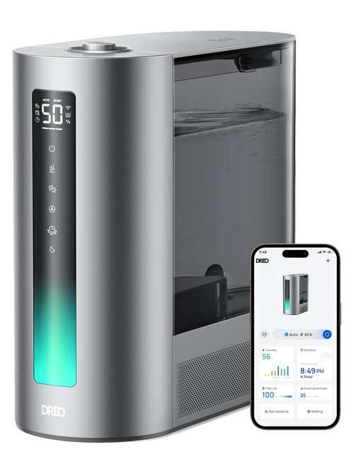 DREO 6L Humidifiers for Bedroom, Smart Warm & Cool Mist for Large Room, 60Hr Quiet Runtime for Baby, Plant, Humidity Sensor, Indicator Light, 12H Timer, Google/Alexa, HM713S