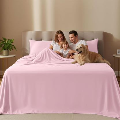 Utopia Bedding California King Sheet Set - Soft, Breathable Microfiber | 4-Piece in Crystal Pink