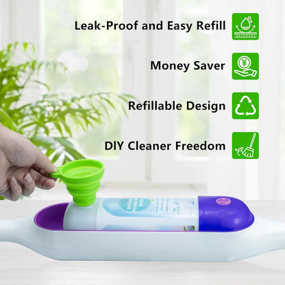 PowerMop Refillable Bottle - 26 FL OZ Leak-Proof HDPE Container with 5 Silicone Gaskets & Funnel
