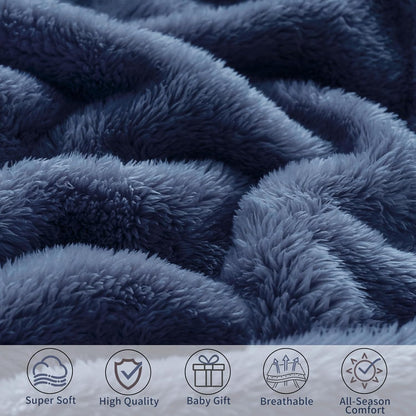Pro Goleem Baby Boy Blanket - Super Soft Plush Fleece Receiving Blanket with Satin Trim | Cozy 30x40 Inch in Navy Blue