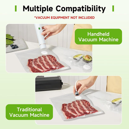 Vacuum Sealer Bags - 40 Reusable BPA-Free Bags for Meal Prep & Sous Vide Cooking | Compatible with Handheld & External Vacuum Sealers