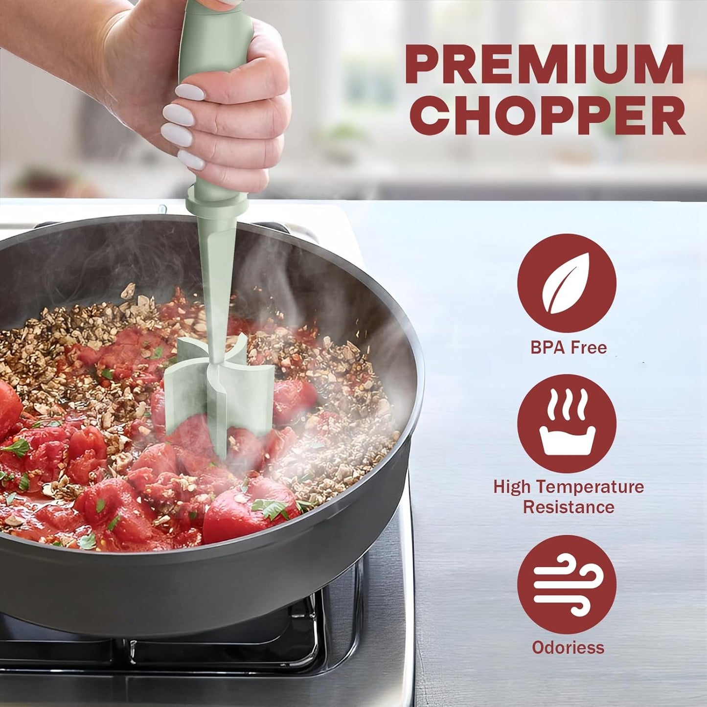 Skiennix Meat Chopper - Premium Heat Resistant Hamburger Grinder for Ground Beef | Green 2-Pack