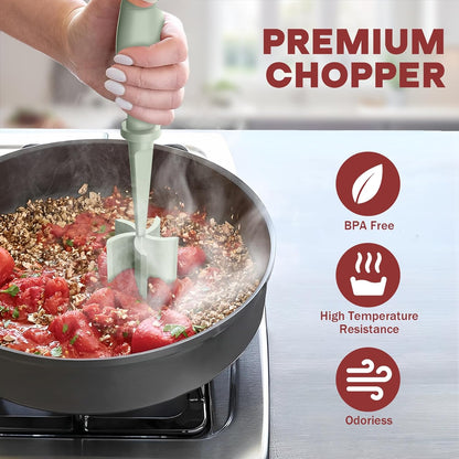 Skiennix Meat Chopper - Premium Heat Resistant Hamburger Grinder for Ground Beef | Green 2-Pack