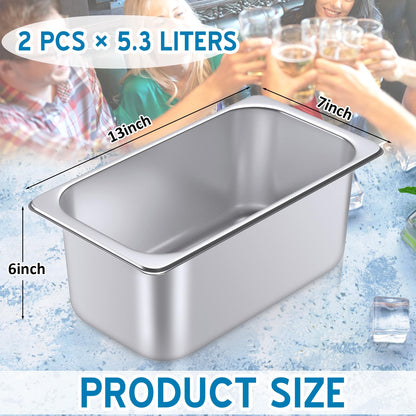 meekoo 2 Pack Ice Buckets for Parties Wine Beer Champagne Bucket Stainless Steel Bin for Freezer Metal Drink Buckets Cocktails Wine Cooling for Mimosa Bar Supplies (Small)