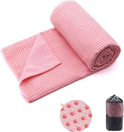 Eunzel Hot Yoga Towel - Non-Slip Grip Dot Design, Sweat Absorbent | 72" x 24", Pink - 2 Pack