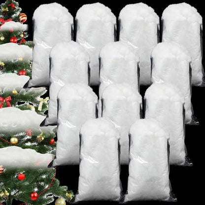 Jerify Christmas Fake Snow - Fluffy Indoor Artificial Snow Blanket for Holiday Decor | 12 Pack, 3.53 Ounce Bags