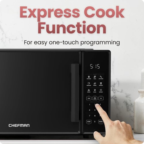 Chefman Microwave Oven - 1.1 Cu. Ft. 1000 Watts with 10 Power Levels & 6 Cooking Presets - Black