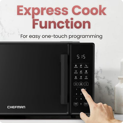 Chefman Microwave Oven - 1.1 Cu. Ft. 1000 Watts with 10 Power Levels & 6 Cooking Presets - Black