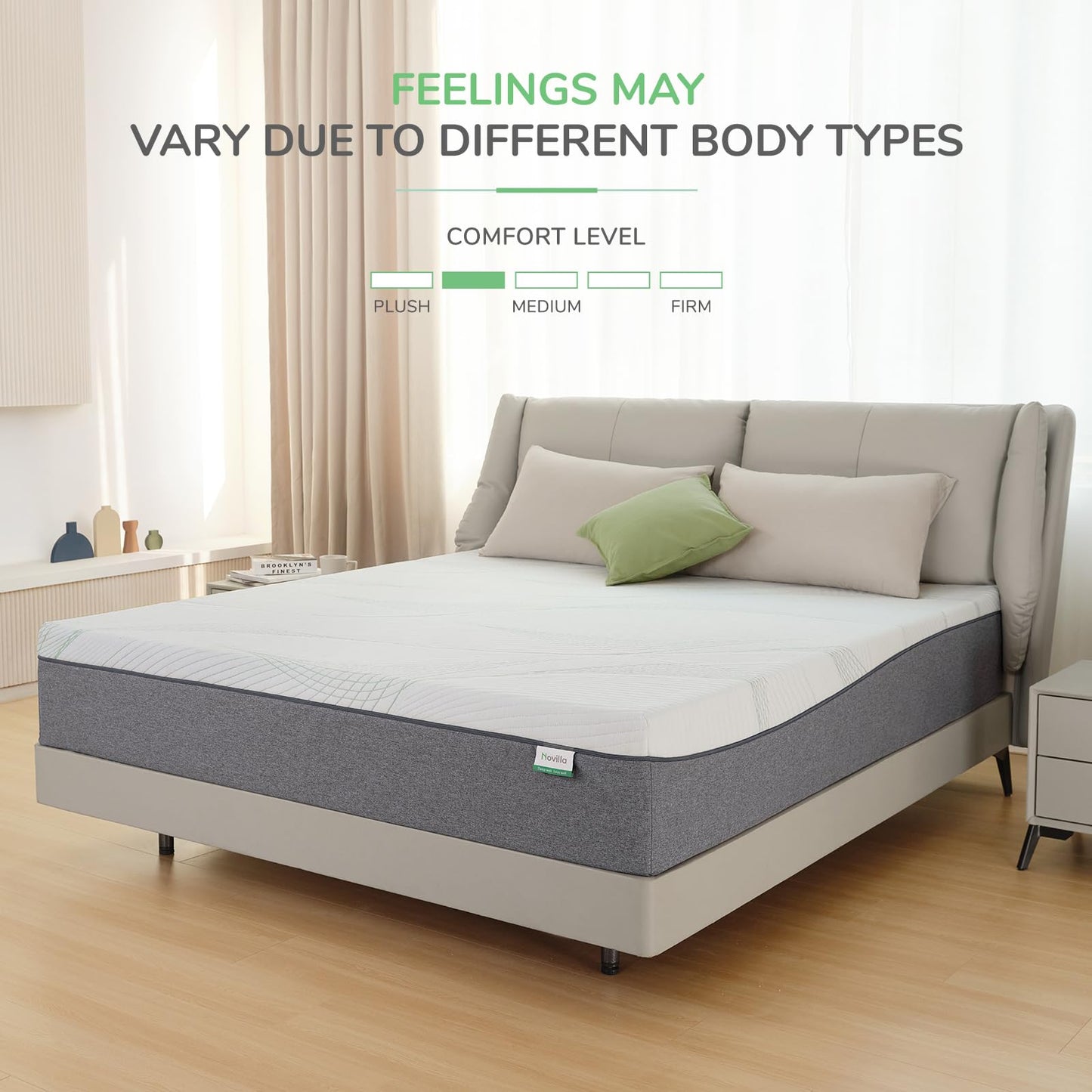Novilla Queen Size Mattress, 10 Inch Gel Memory Foam Mattress for Plush Comfort, Pressure Relief, CertiPUR-US Certified, Mattress-in-a-Box, Embrace
