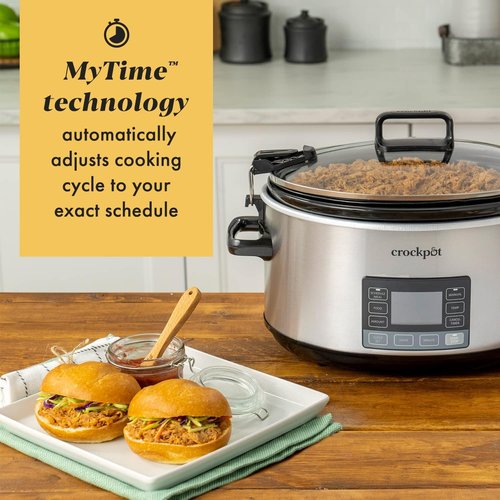 Crock-Pot 7-Quart Slow Cooker - Portable Programmable with Timer & Locking Lid | Stainless Steel