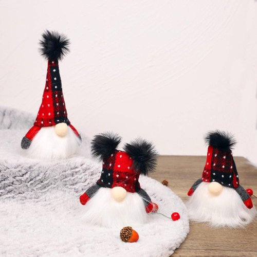 Juegoal Lighted Christmas Gnome Set - Handmade Mini Scandinavian Tomte | Battery Operated Winter Decor
