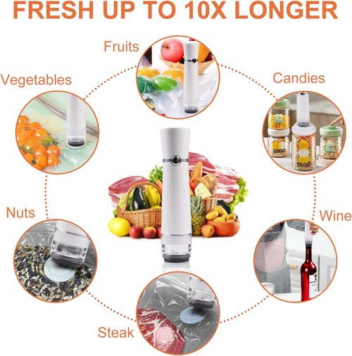 Handheld Vacuum Sealer - Portable Food Saver with 30 Reusable Bags | Easy to Clean & Extends Freshness 10x