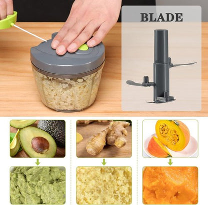 Cambom Manual Food Chopper - BPA-Free Vegetable Cutter for Onions, Fruits & Nuts | 650ml Gray