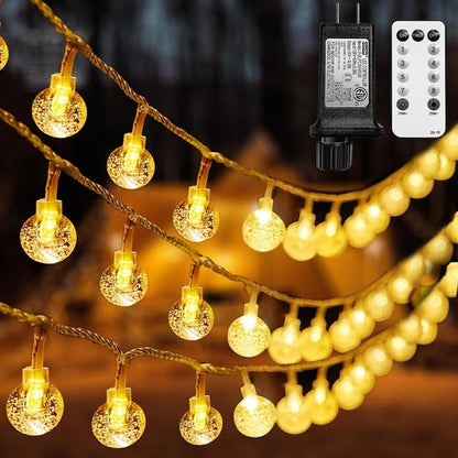 Globe String Lights - 49.2 Feet with 100 LEDs | Remote Timer & 8 Modes for Indoor/Outdoor Use
