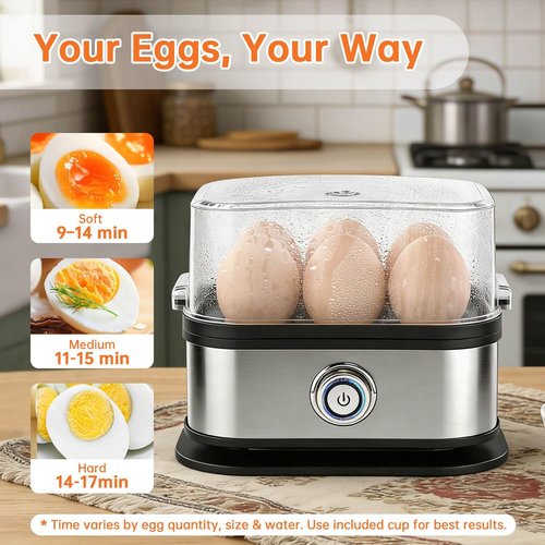Aotto Electric Egg Cooker - 6-Egg Capacity for Soft, Medium, Hard-Boiled Eggs | Fast Boil & Auto Shut-Off
