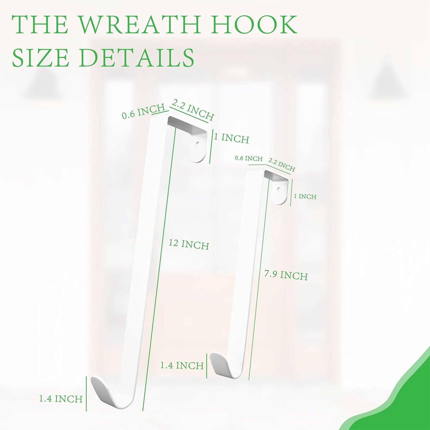 Skiennix 4 Pack Wreath Hangers - Heavy Duty Over Door Hooks for Towel, Coat, Hat Storage | 8" & 12" Sizes