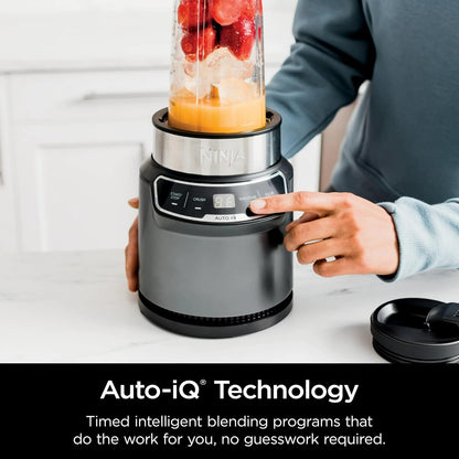 Ninja BN400 Nutri Pro Personal Blender - 1000W Auto-iQ Technology for Smoothies & Frozen Drinks | Includes 18oz & 24oz To-Go Cups