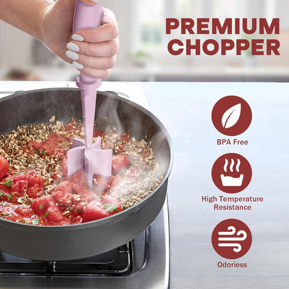 Skiennix Meat Chopper Set - Premium Heat Resistant Hamburger Grinder Tool | 2 Pcs Pink