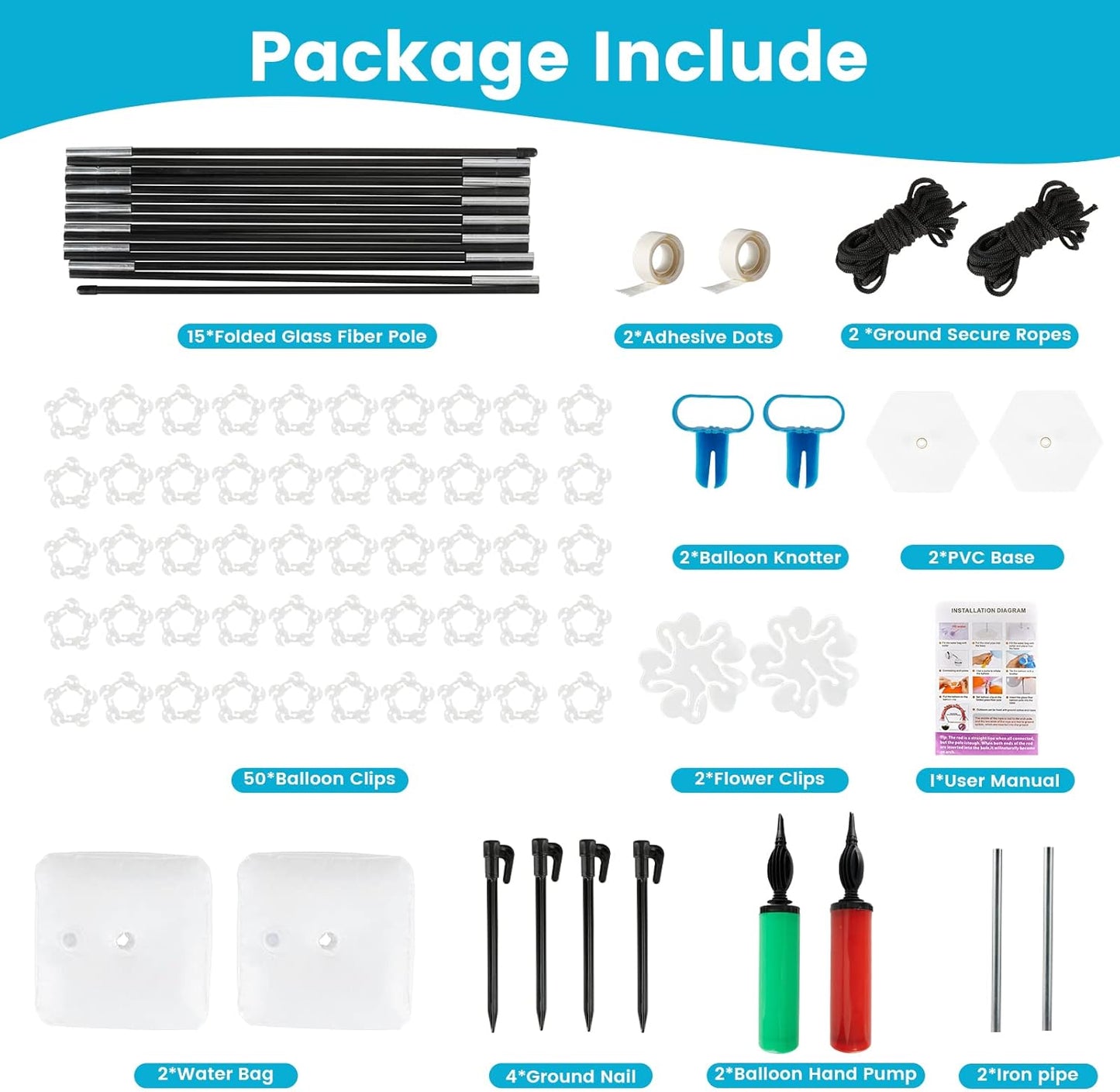 Voircoloria Balloon Arch Kit - 10ft Improved Stand with Base & Pumps for Weddings, Graduations & Parties