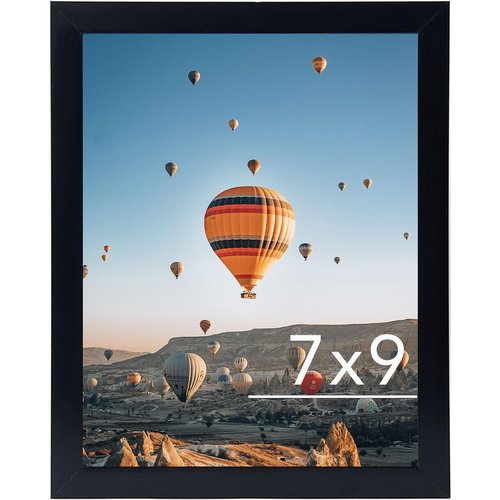 JCJMY 7x9 Picture Frame Black for Wall Hanging or Tabletop- Wall Mounting Horizontally or Vertically, 7 x 9 Wall Gallery Poster Photo Frame for 7 by 9 Photos, Black