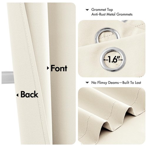 MIULEE Birch Blackout Curtains for Bedroom Living Room 45 Inches Long 2 Panels, Thermal Insulated Room Darkening Drapes Solid Grommet Noise Reduction Light Blocking Window Treatments 40x45 Inch