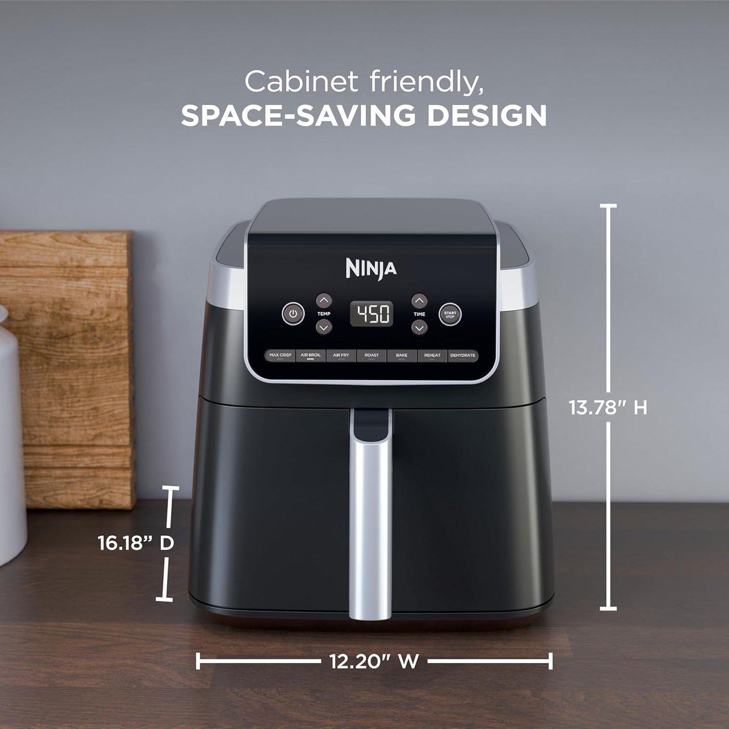 Ninja Air Fryer Pro XL - 6.5QT Capacity for Up to 9lbs of Wings | 7-in-1 Max Crisp & More | Dishwasher Safe | Grey