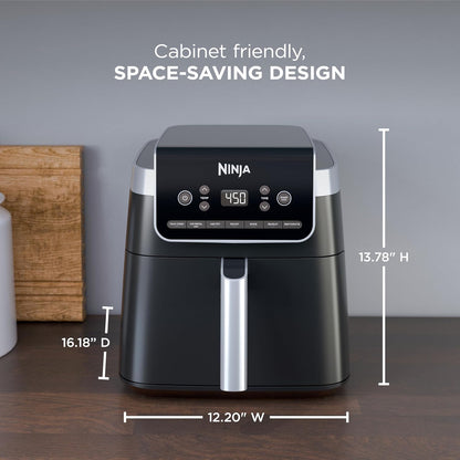 Ninja Air Fryer Pro XL - 6.5QT Capacity for Up to 9lbs of Wings | 7-in-1 Max Crisp & More | Dishwasher Safe | Grey