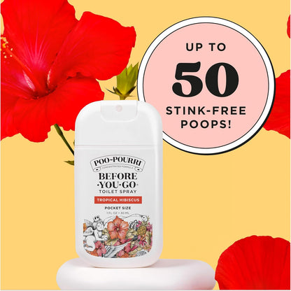 Poo-Pourri Pocket Toilet Spray - Tropical Hibiscus Travel Deodorizer | 1 Fl Oz, Up to 50 Uses, TSA Approved