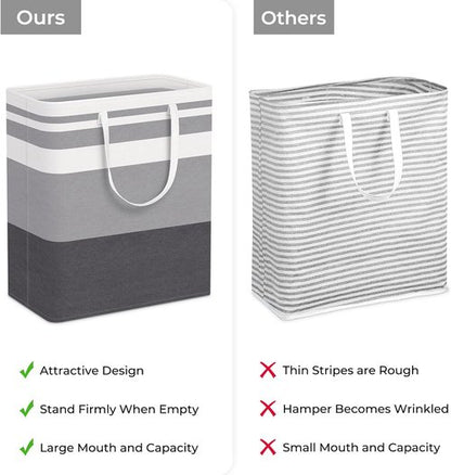 HomeHacks Large Waterproof Laundry Baskets - Collapsible Hampers with Reinforced Handles | Grey & Blue, 100L Each