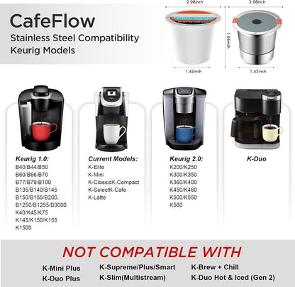 Skiennix Reusable K Cups - Universal Stainless Steel Filters for Keurig 1.0 & 2.0 | 4-Pack