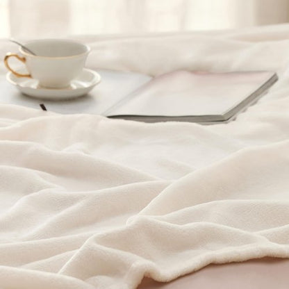 Bedsure GentleSoft Fleece Blanket - Lightweight Plush Cozy Twin Size Cream Blanket for Bed & Travel | 60x80 Inches