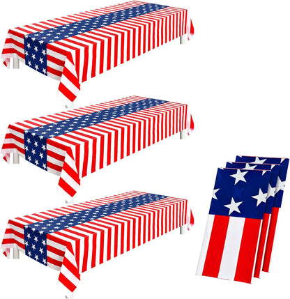 Regine Switzerland Patriotic Tablecloths - Disposable Plastic Covers for 4th of July | 108 x 54 Inch