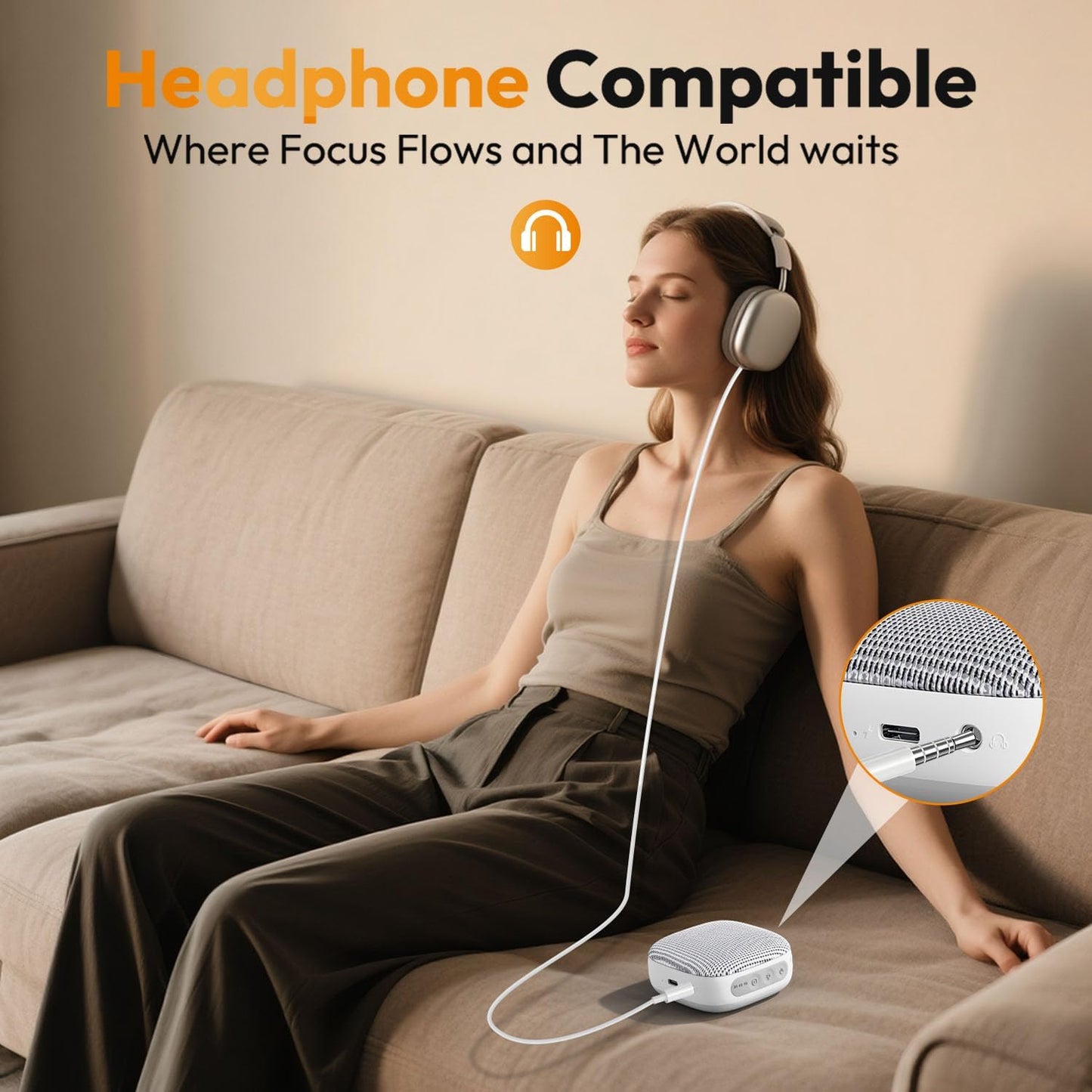 Skiennix Portable Sound Machine - 52-Hour White Noise Device with 21 Non-Looping Sounds | Ideal for Travel & Sleep