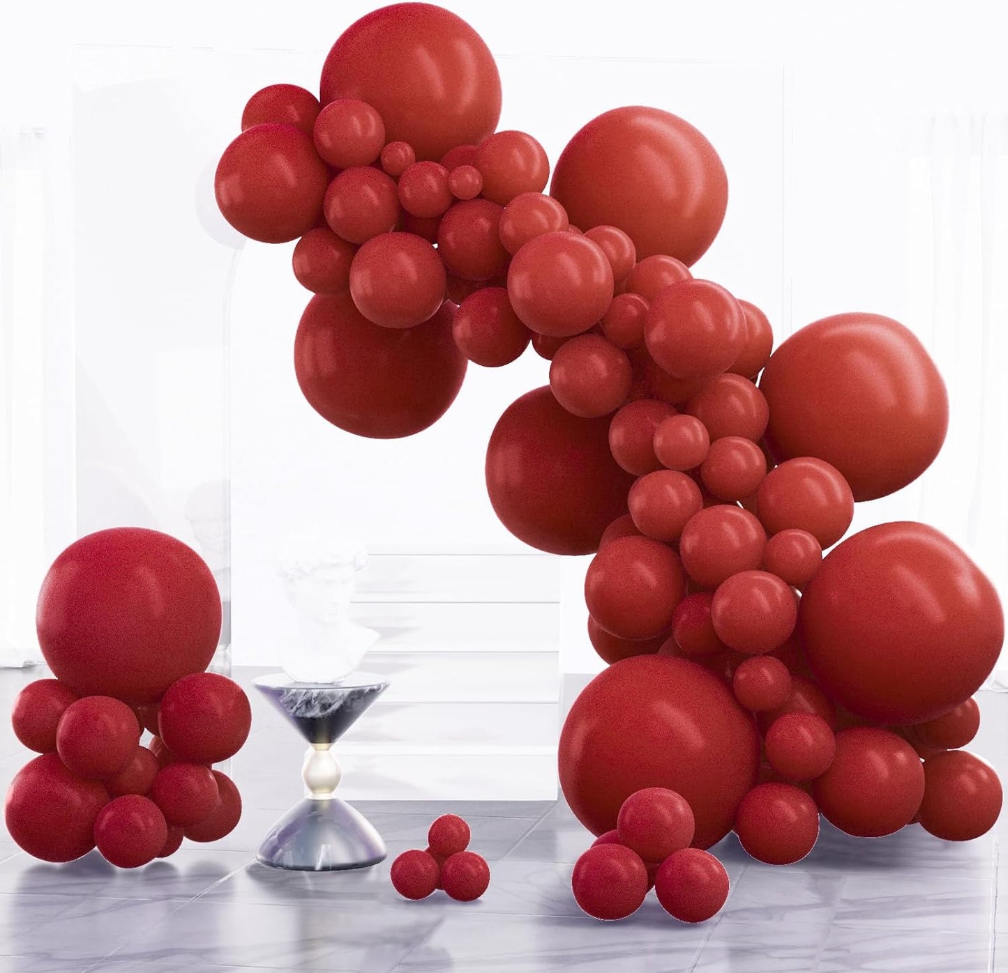 PartyWoo Burgundy Balloons - 100 Pcs in Various Sizes for Stunning Balloon Arch Decor | Dark Chestnut Red