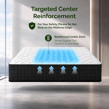 Full Size Hybrid Innerspring Mattress 54 x 75 - Pocket Coils, Gel Memory Foam, CertiPUR-US