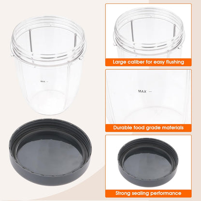 Nutribullet Blender Cups - 18oz Replacement Cups with Lids | Compatible with 600W & 900W Models (2-Pack)