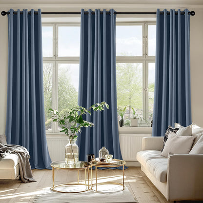 MIULEE Stone Blue Blackout Curtains - Thermal Insulated Room Darkening Drapes | 90-Inch Long, 2 Panels