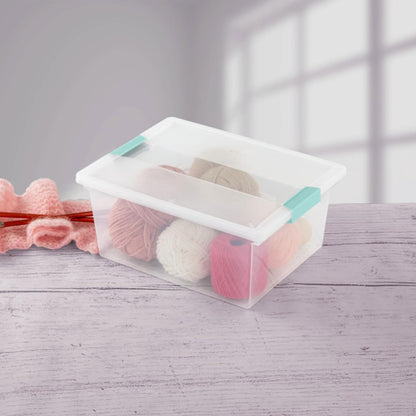 Sterilite 12-Pack Clip Box | Stackable Clear Plastic Storage Bins with Latching Lids - Ideal for Arts, Crafts, and Office Organization